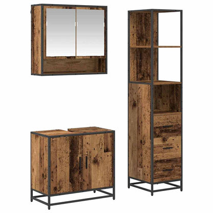 Set di mobili per il bagno con cassetto 3 pcs Legno vecchio
