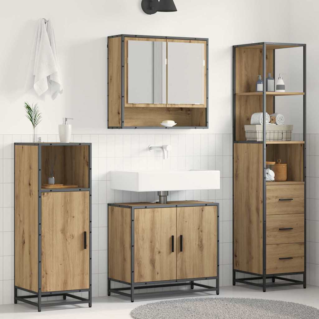Set di mobili per il bagno con porta 3 pcs Rovere artigianale