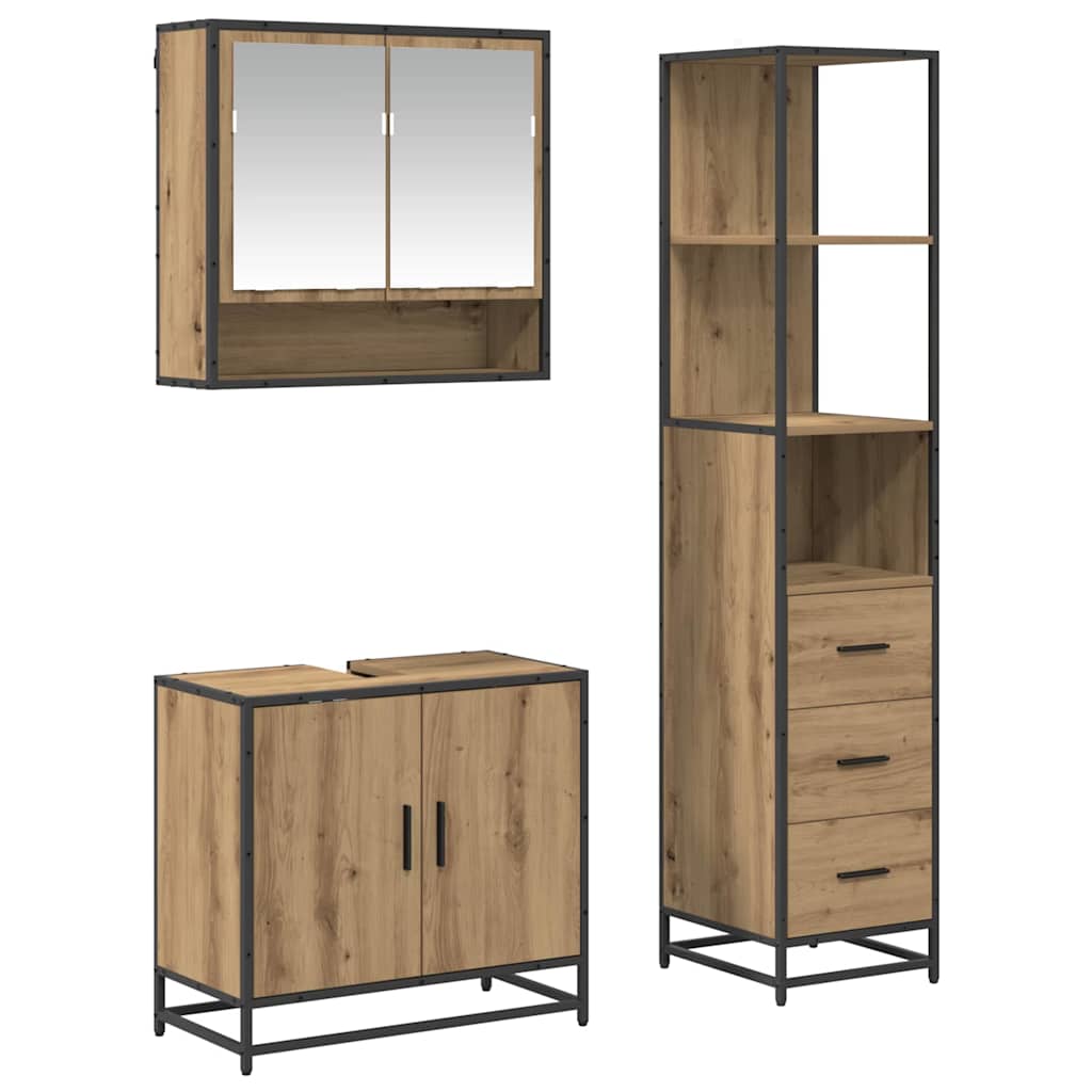 Set di mobili per il bagno con porta 3 pcs Rovere artigianale