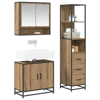 Set di mobili per il bagno con porta 3 pcs Rovere artigianale