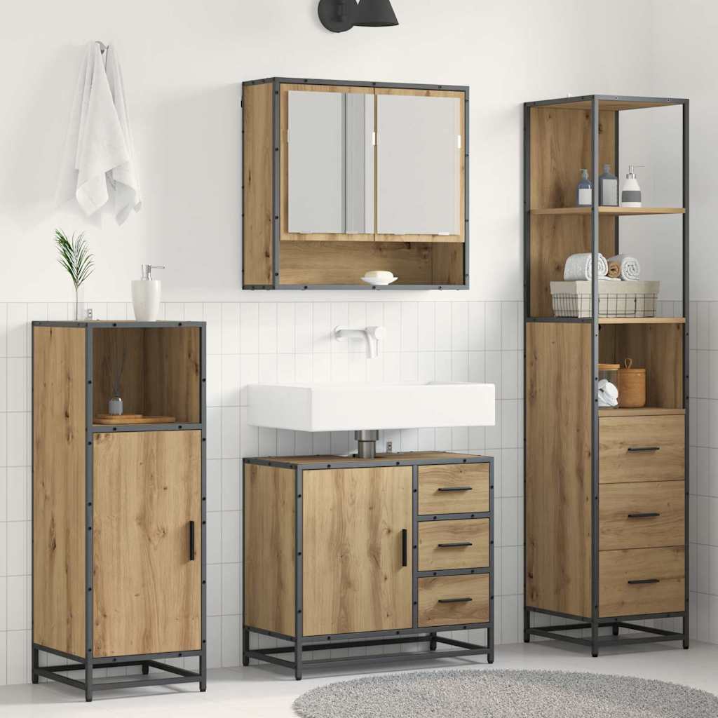 Set di mobili per il bagno con porta 3 pcs Rovere artigianale