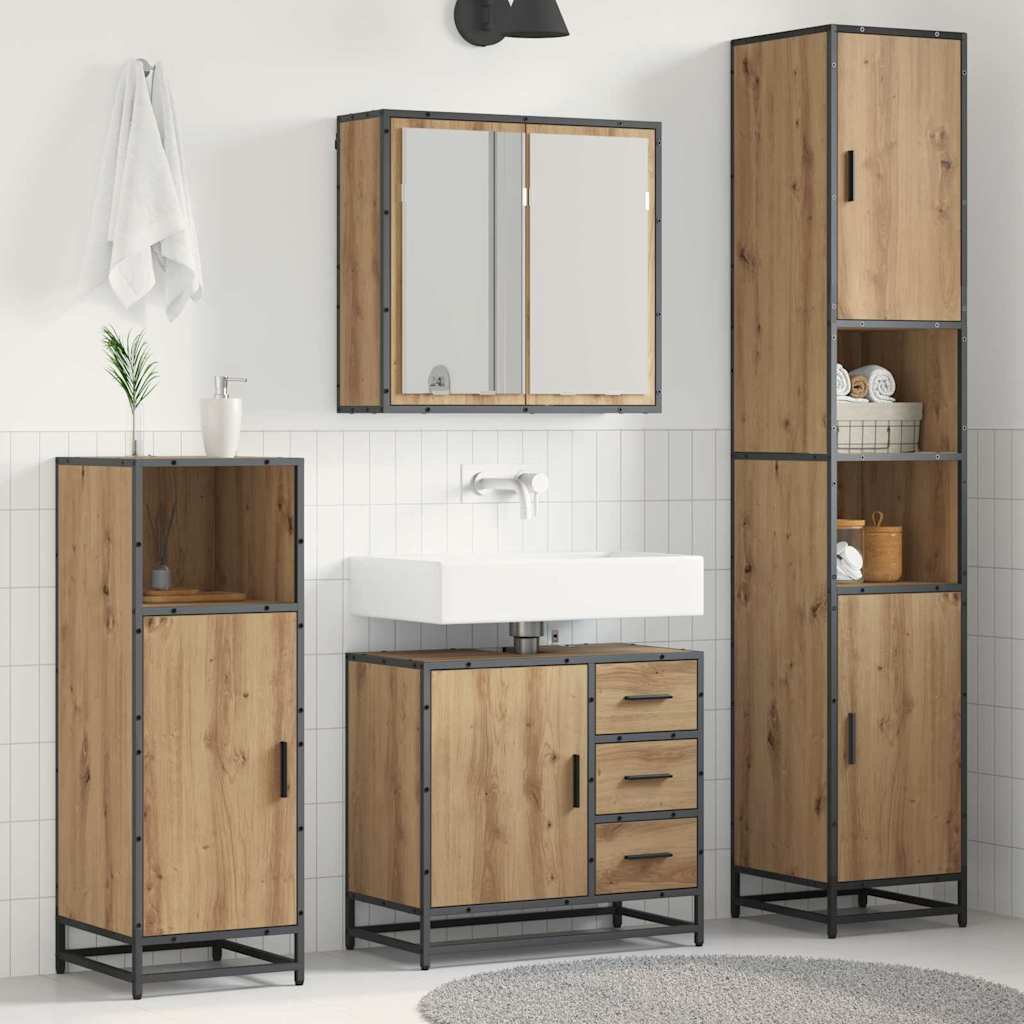 Set di mobili per il bagno con porta 3 pcs Rovere artigianale
