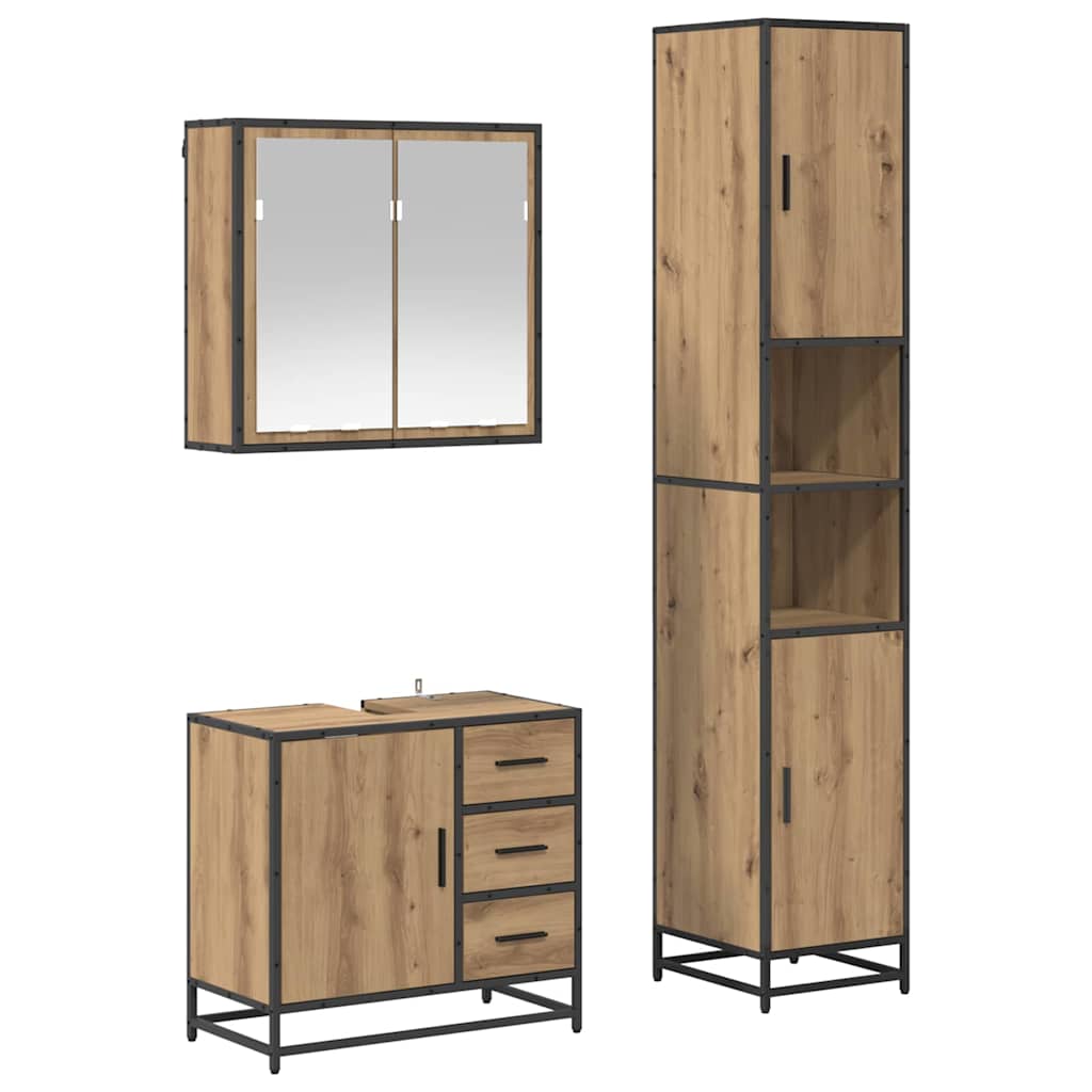 Set di mobili per il bagno con porta 3 pcs Rovere artigianale