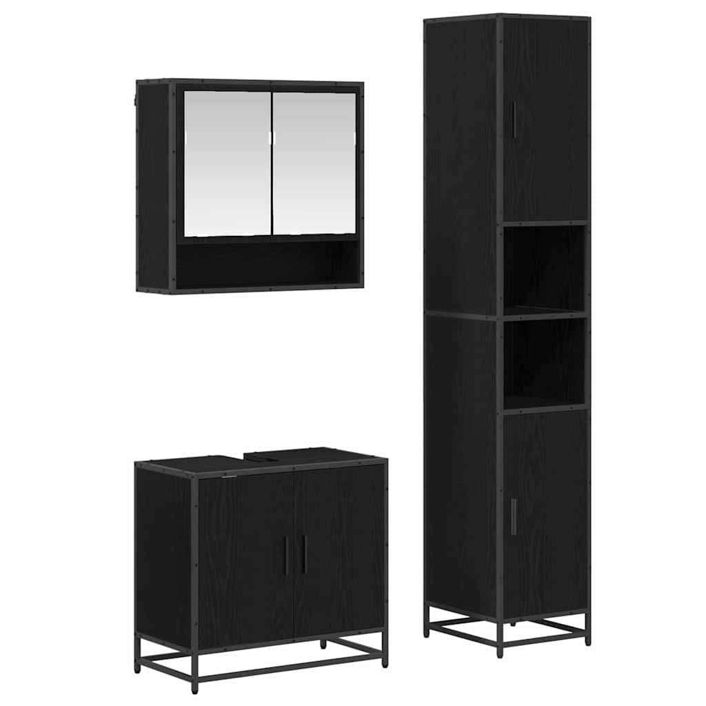 Set di mobili per il bagno con porta 3 pcs Rovere artigianale