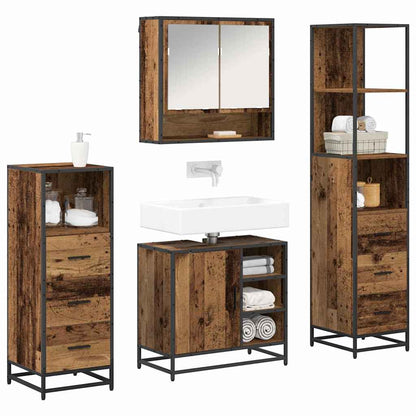 Set di mobili per il bagno con cassetto 4 pcs Legno vecchio