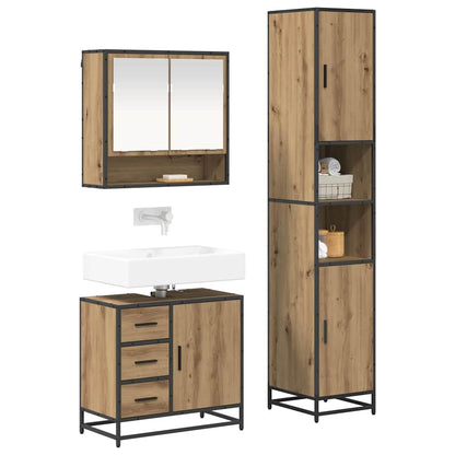 Set di mobili per il bagno con porta 3 pcs Rovere artigianale