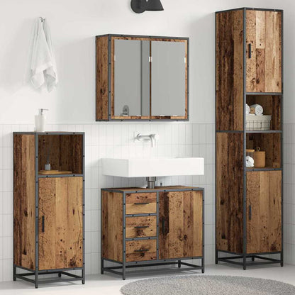 Set di mobili per il bagno con cassetto 4 pcs Legno vecchio