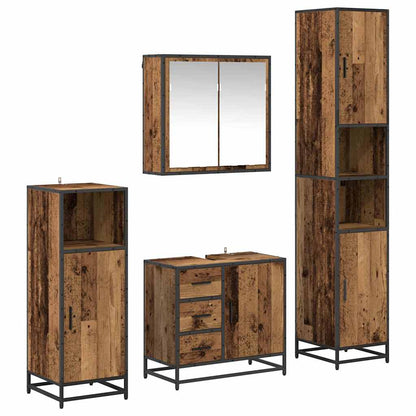Set di mobili per il bagno con cassetto 4 pcs Legno vecchio