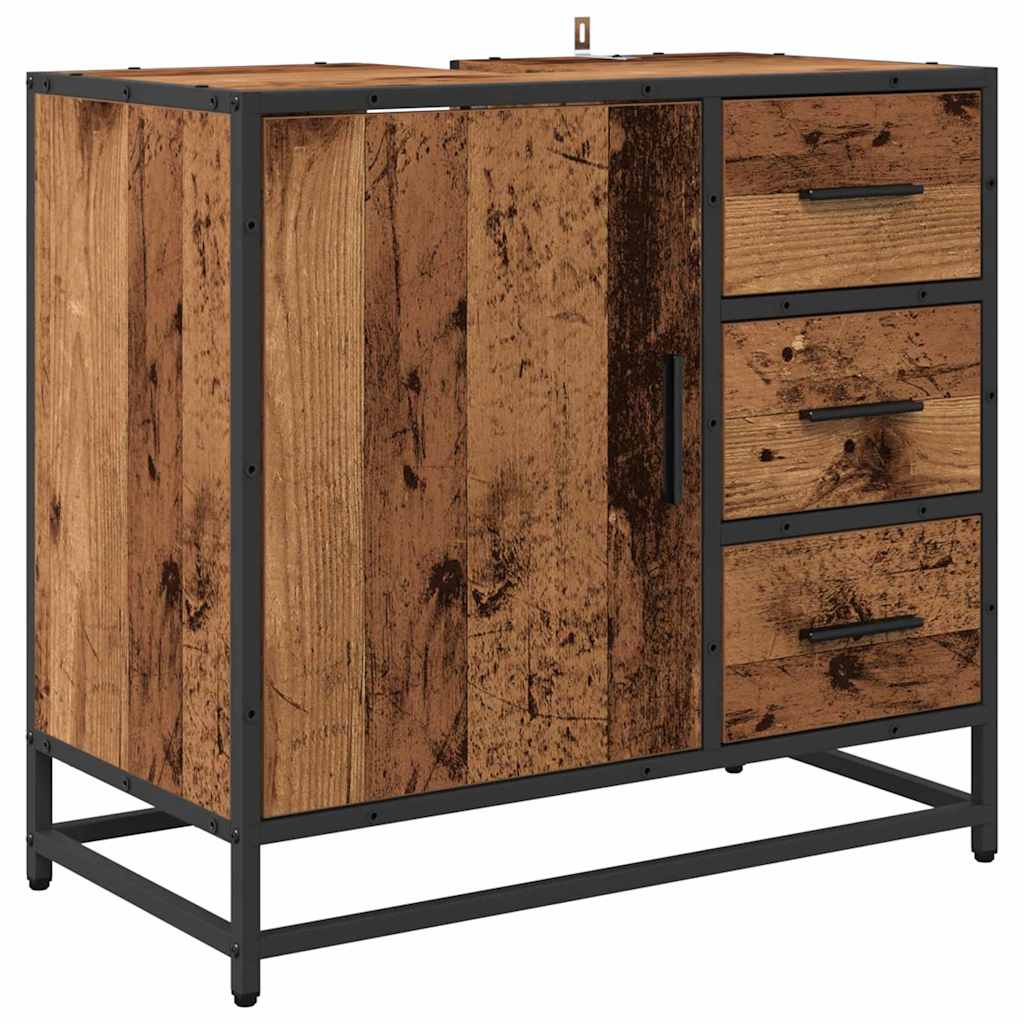Set di mobili per il bagno con cassetto 4 pcs Legno vecchio