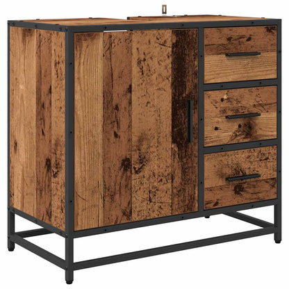 Set di mobili per il bagno con cassetto 4 pcs Legno vecchio