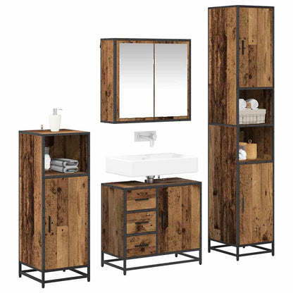 Set di mobili per il bagno con cassetto 4 pcs Legno vecchio