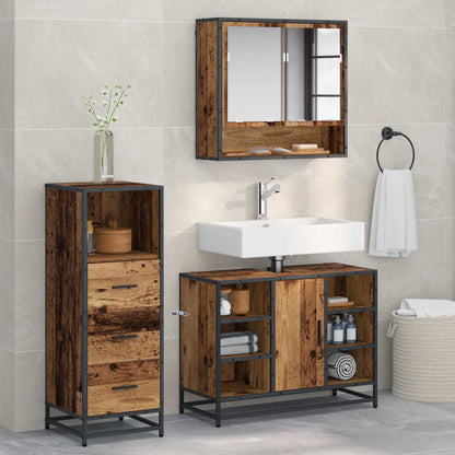 Set di mobili per il bagno con cassetto 3 pcs Legno vecchio
