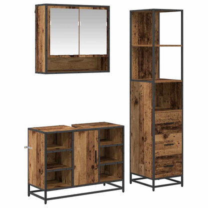 Set di mobili per il bagno con cassetto 3 pcs Legno vecchio