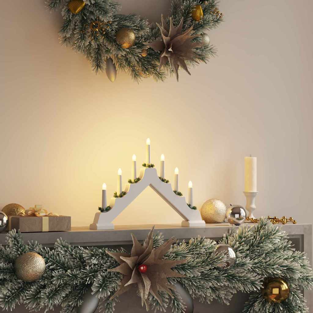Ponte con Candele di Natale con 7 LED Bianco 39.5 x 5 x 29 cm