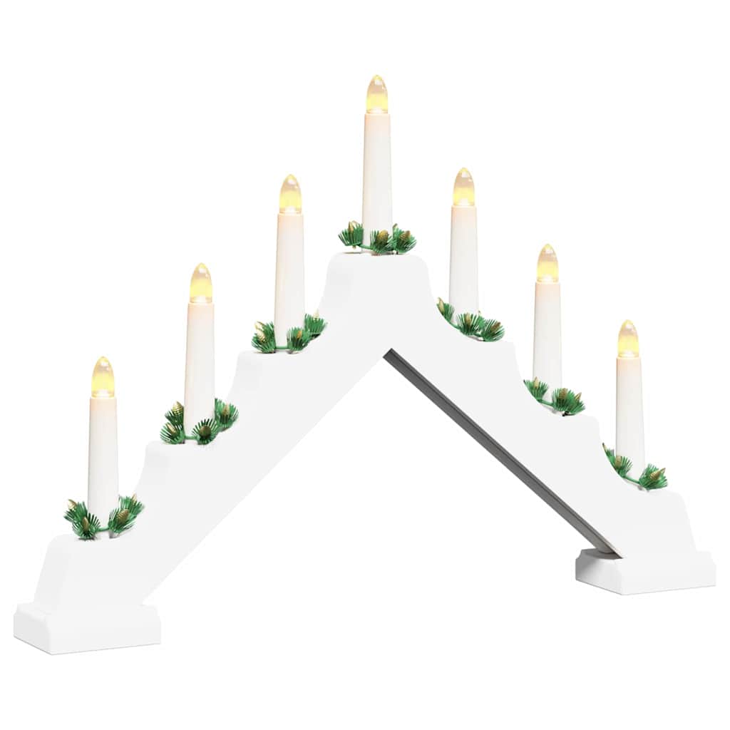 Ponte con Candele di Natale con 7 LED Bianco 39.5 x 5 x 29 cm