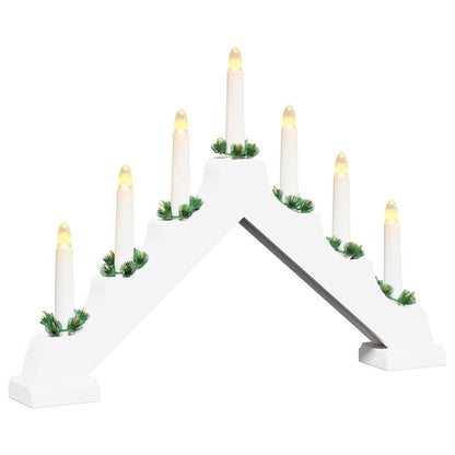Ponte con Candele di Natale con 7 LED Bianco 39.5 x 5 x 29 cm
