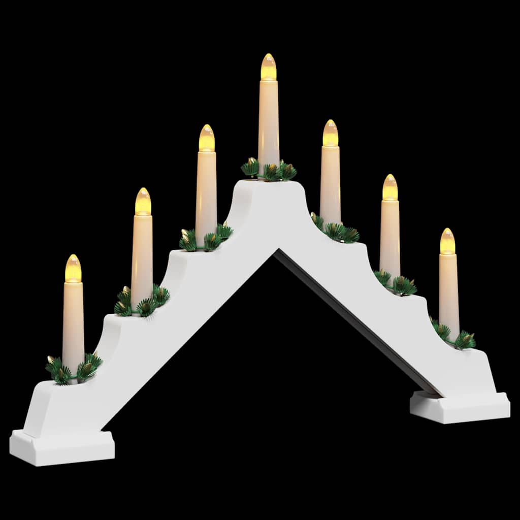 Ponte con Candele di Natale con 7 LED Bianco 39.5 x 5 x 29 cm
