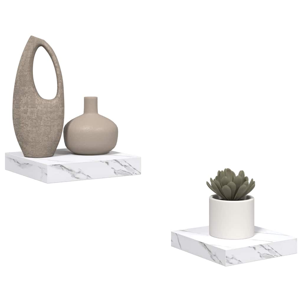 Scaffale da parete 2 pcs Marmo Bianco 23 x 23,5 x 4 cm