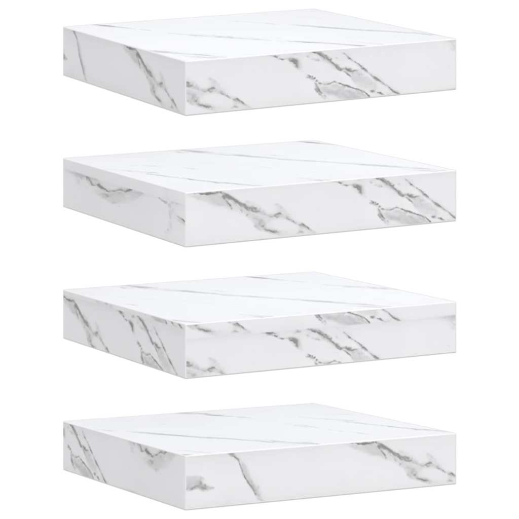 Scaffale da parete 4 pcs Marmo Bianco 23 x 23,5 x 4 cm