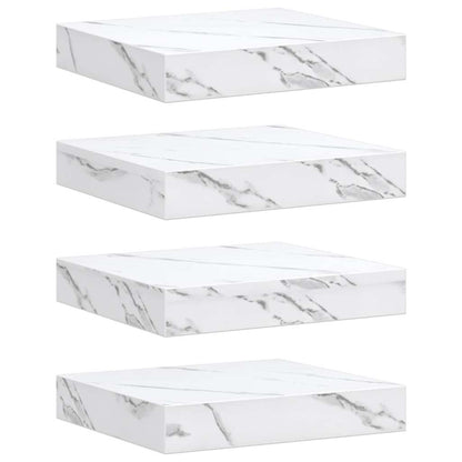 Scaffale da parete 4 pcs Marmo Bianco 23 x 23,5 x 4 cm