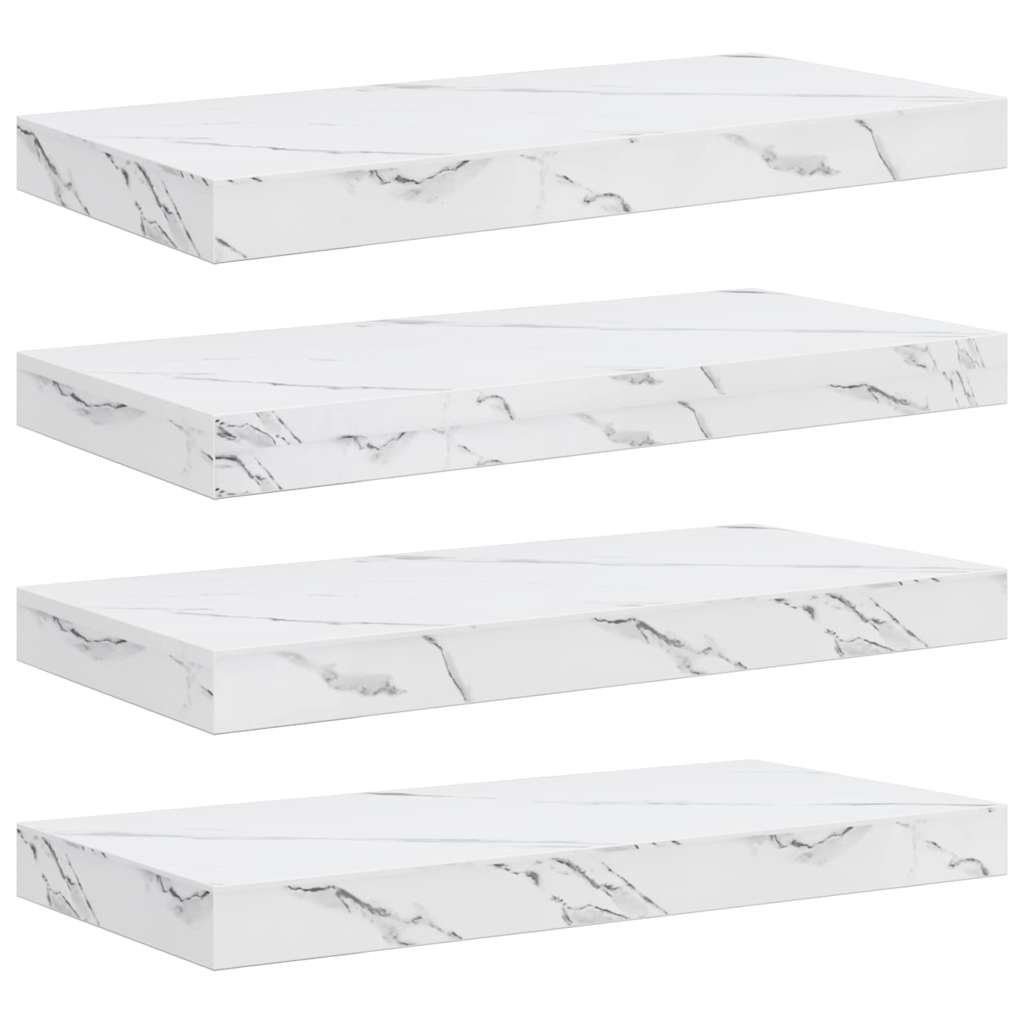 Scaffale da parete 4 pcs Marmo Bianco 50 x 23,5 x 4 cm