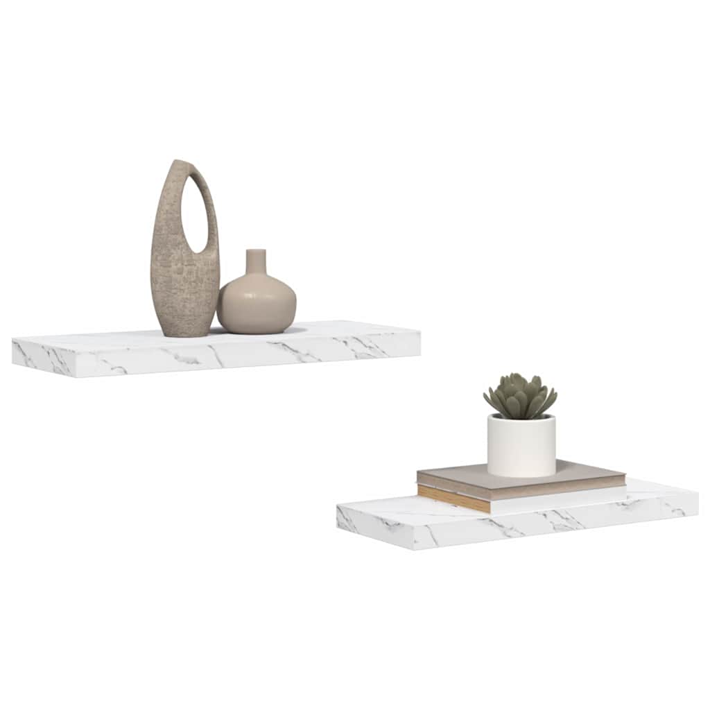 Scaffale da parete 2 pcs Marmo Bianco 60 x 23,5 x 4 cm