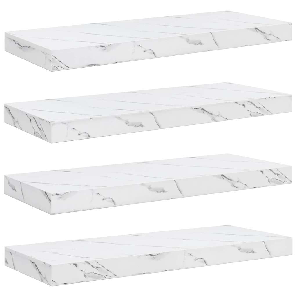 Scaffale da parete 4 pcs Marmo Bianco 50 x 23 x 4 cm