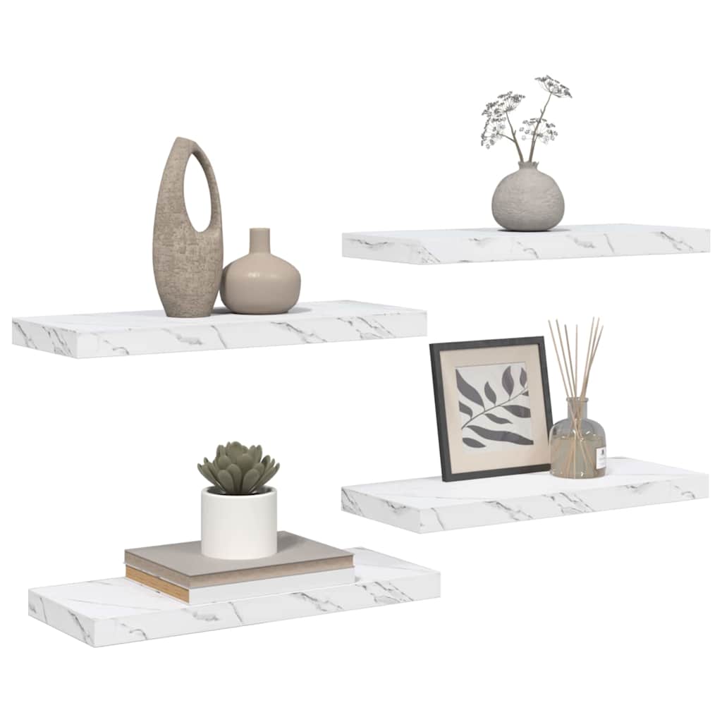 Scaffale da parete 4 pcs Marmo Bianco 50 x 23 x 4 cm