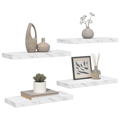 Scaffale da parete 4 pcs Marmo Bianco 50 x 23 x 4 cm