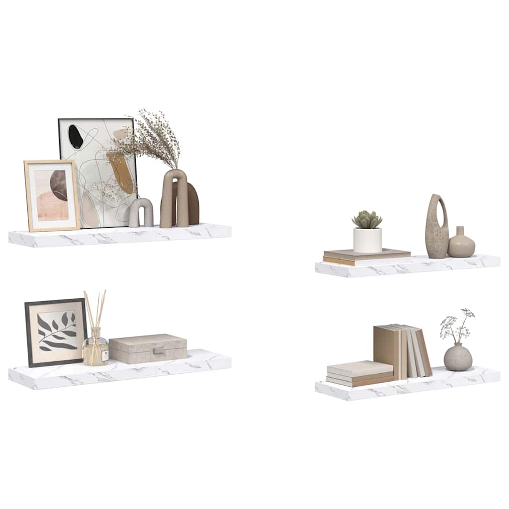 Scaffale da parete 4 pcs Marmo Bianco 80 x 23,5 x 4 cm