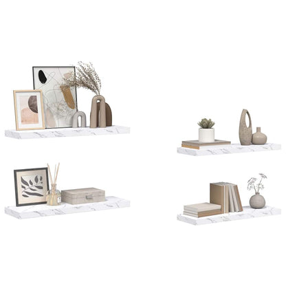 Scaffale da parete 4 pcs Marmo Bianco 90 x 23,5 x 4 cm