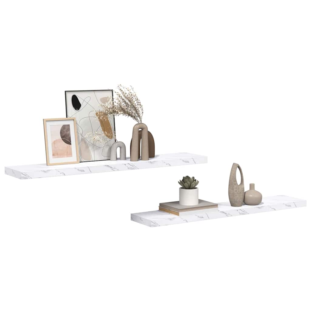 Scaffale da parete 2 pcs Marmo Bianco 120 x 23,5 x 4 cm