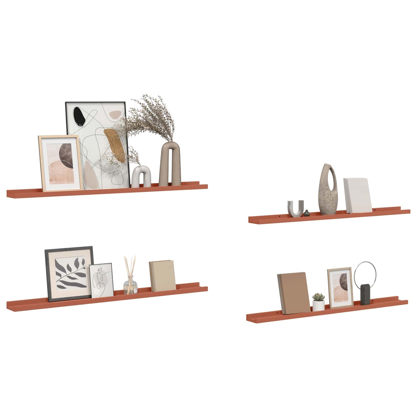 Scaffale da parete 4 pcs Rosso 100 x 9 x 3 cm Legno multistrato