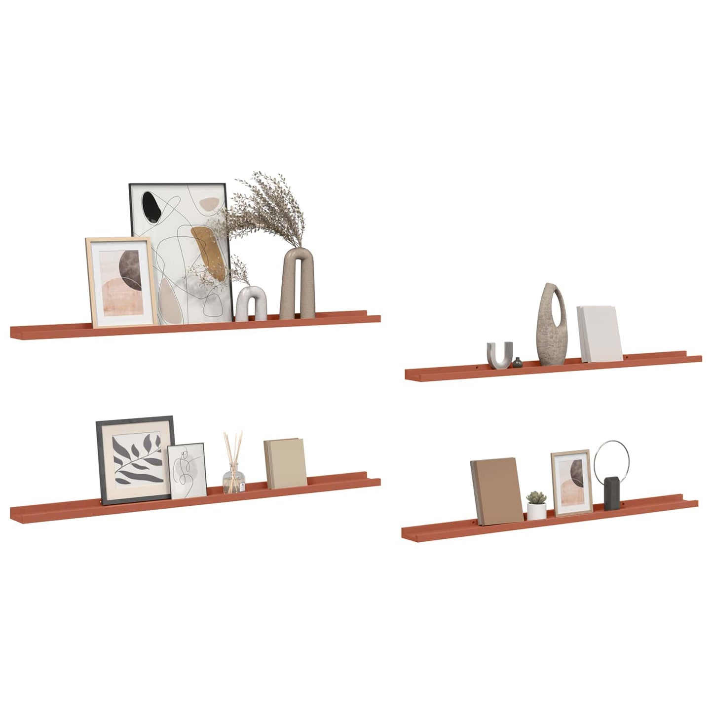 Scaffale da parete 4 pcs Rosso 115 x 9 x 3 cm Legno multistrato