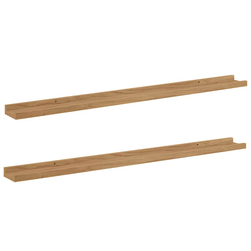 Scaffale da parete con lo scaffale 2 pcs Marrone 100 x 9 x 3 cm