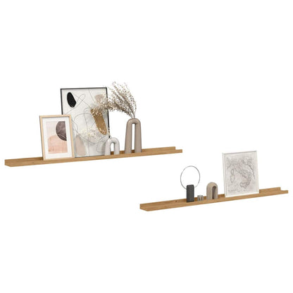 Scaffale da parete con lo scaffale 2 pcs Marrone 115 x 9 x 3 cm