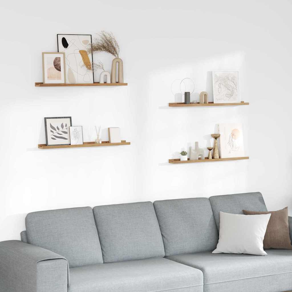 Scaffale da parete con lo scaffale 4 pcs Marrone 80 x 9 x 3 cm