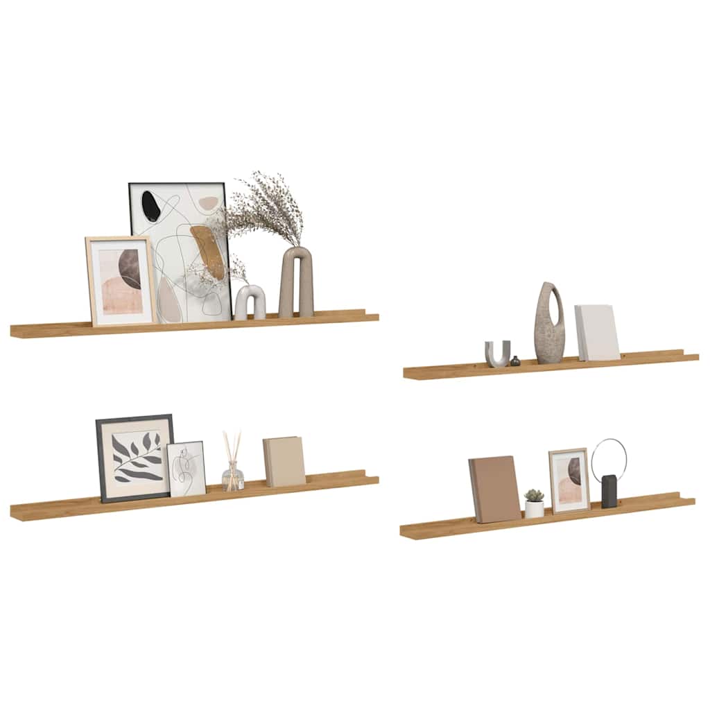 Scaffale da parete con lo scaffale 4 pcs Marrone 115 x 9 x 3 cm