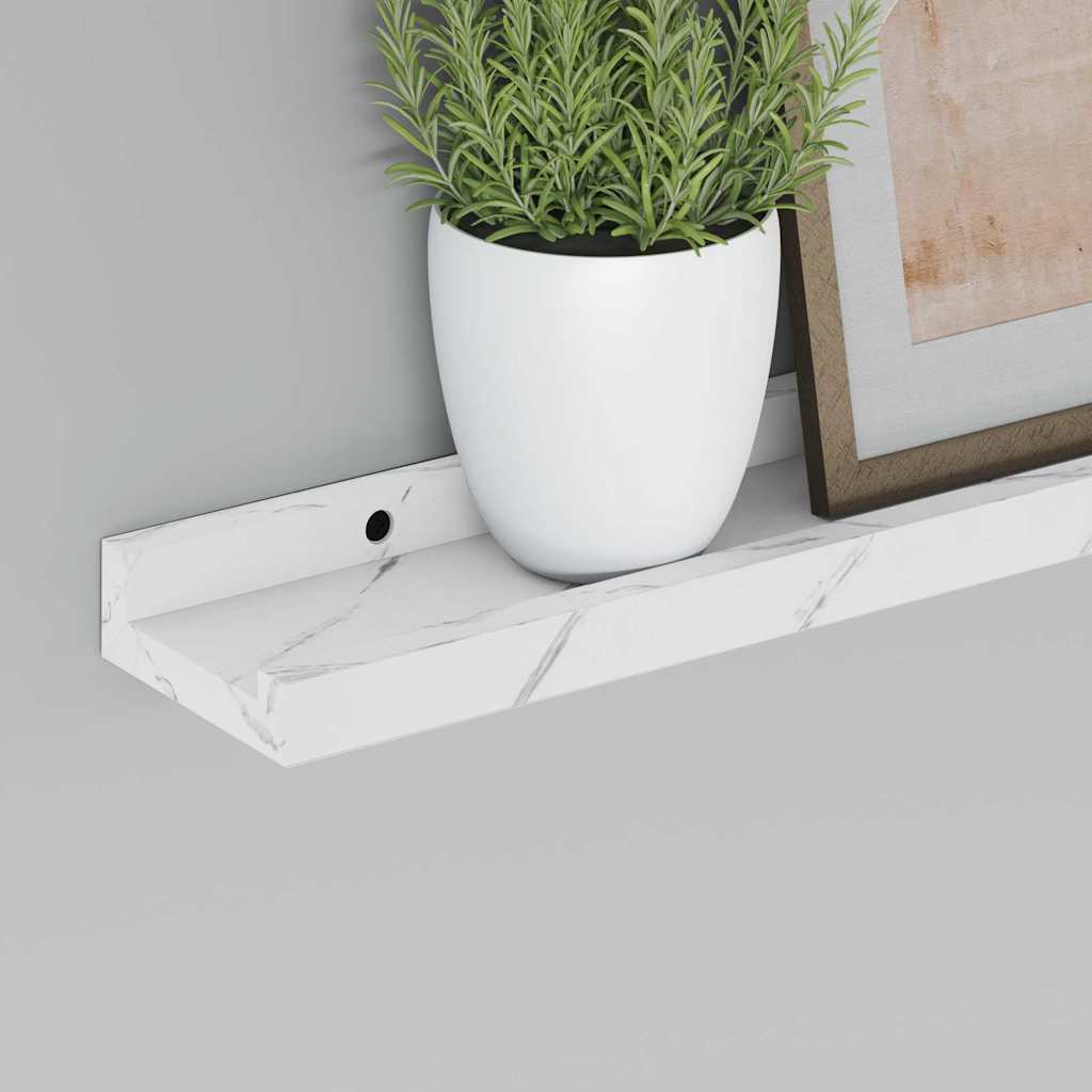 Scaffale da parete 2 pcs Marmo Bianco 40 x 9 x 3 cm