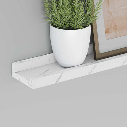 Scaffale da parete 2 pcs Marmo Bianco 115 x 9 x 3 cm