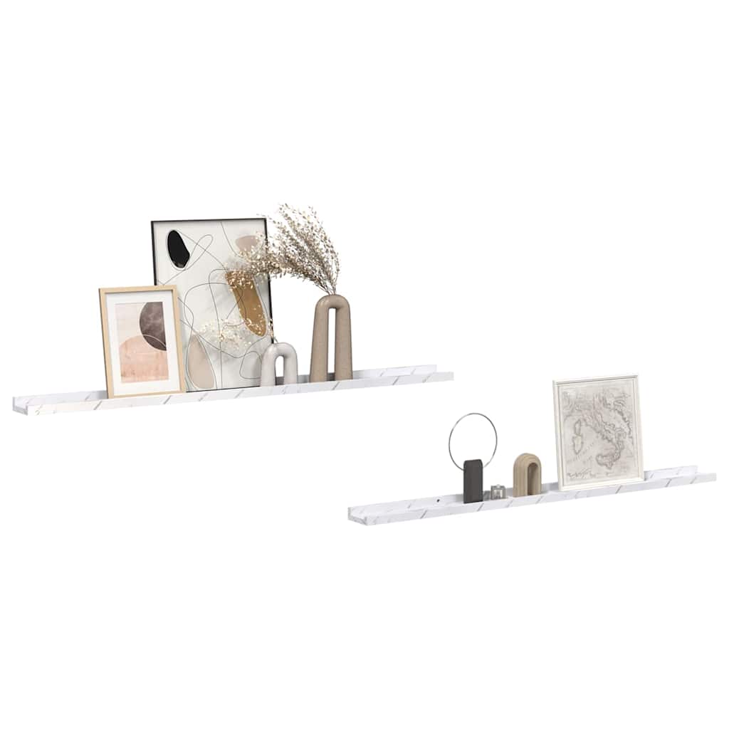 Scaffale da parete 2 pcs Marmo Bianco 115 x 9 x 3 cm