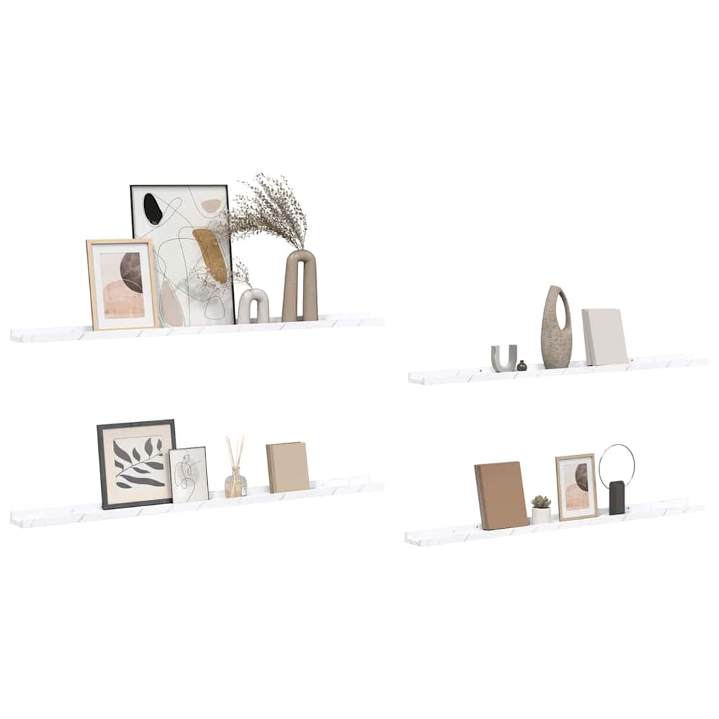 Scaffale da parete 4 pcs Marmo Bianco 115 x 9 x 3 cm