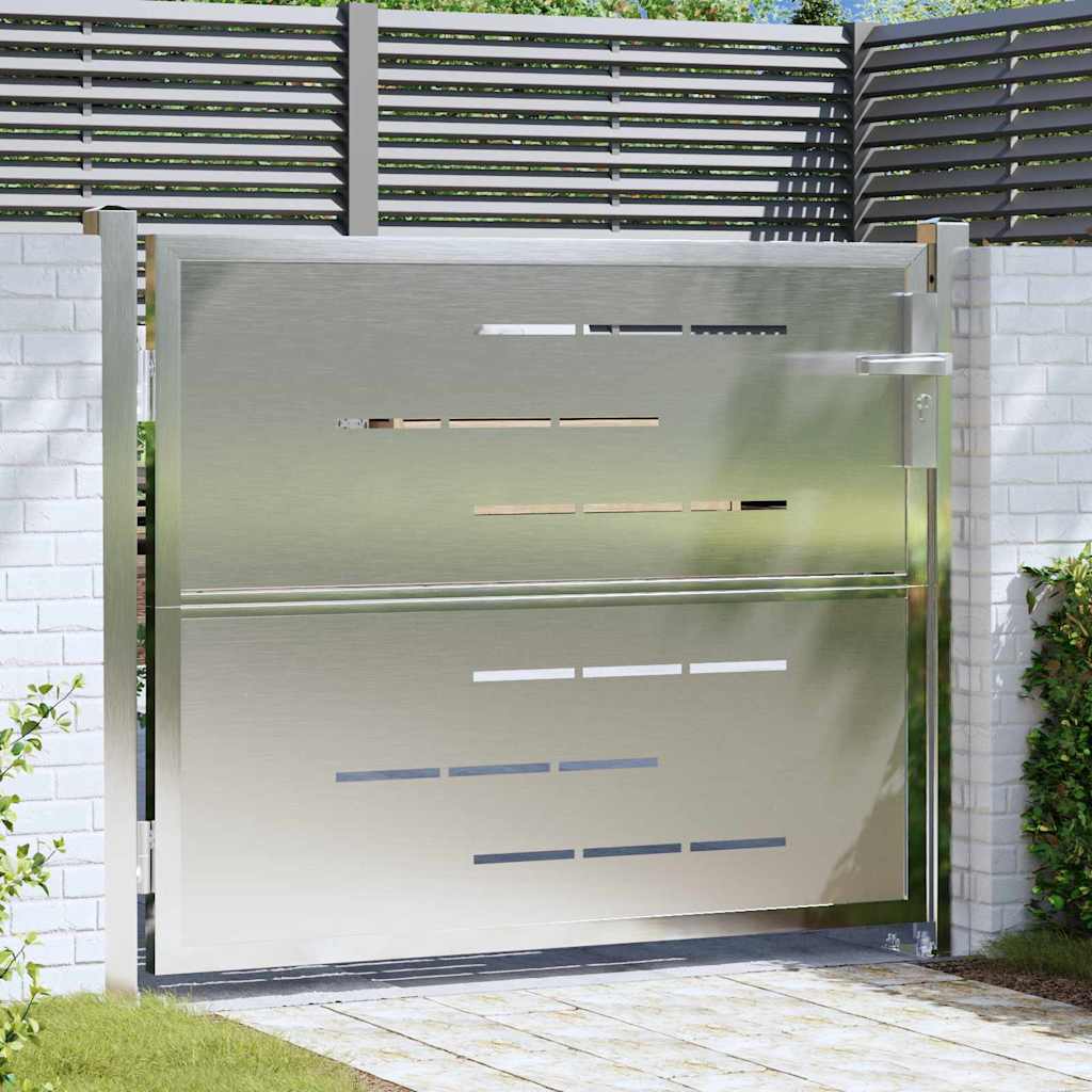 Cancello da giardino Argento 85 x 70 cm Acciaio inossidabile