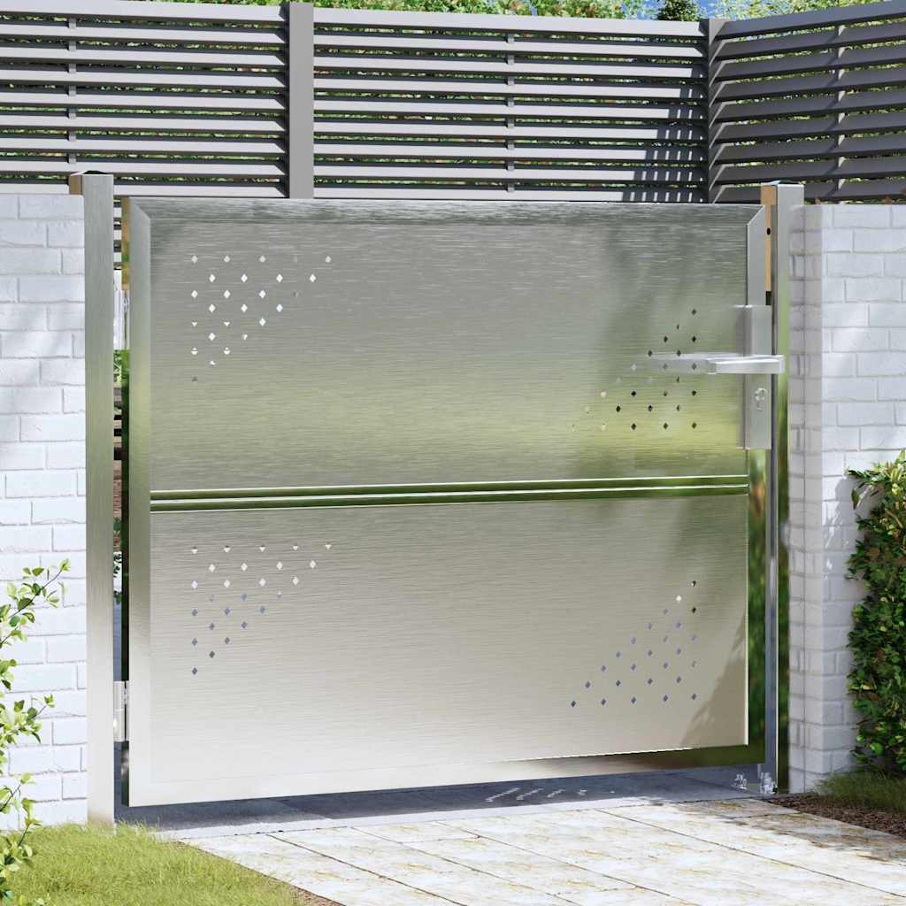 Cancello da giardino Argento 85 x 70 cm Acciaio inossidabile
