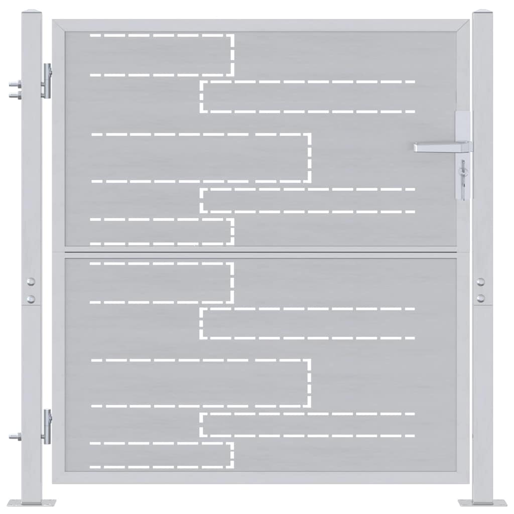Cancello da giardino Argento 85 x 97 cm Acciaio inossidabile