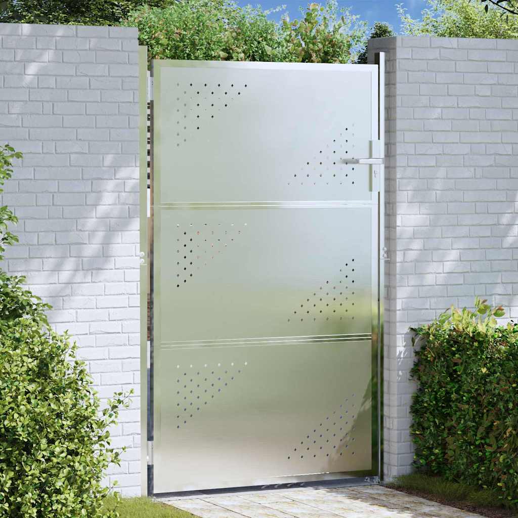 Cancello da giardino Argento 85 x 120 cm Acciaio inossidabile