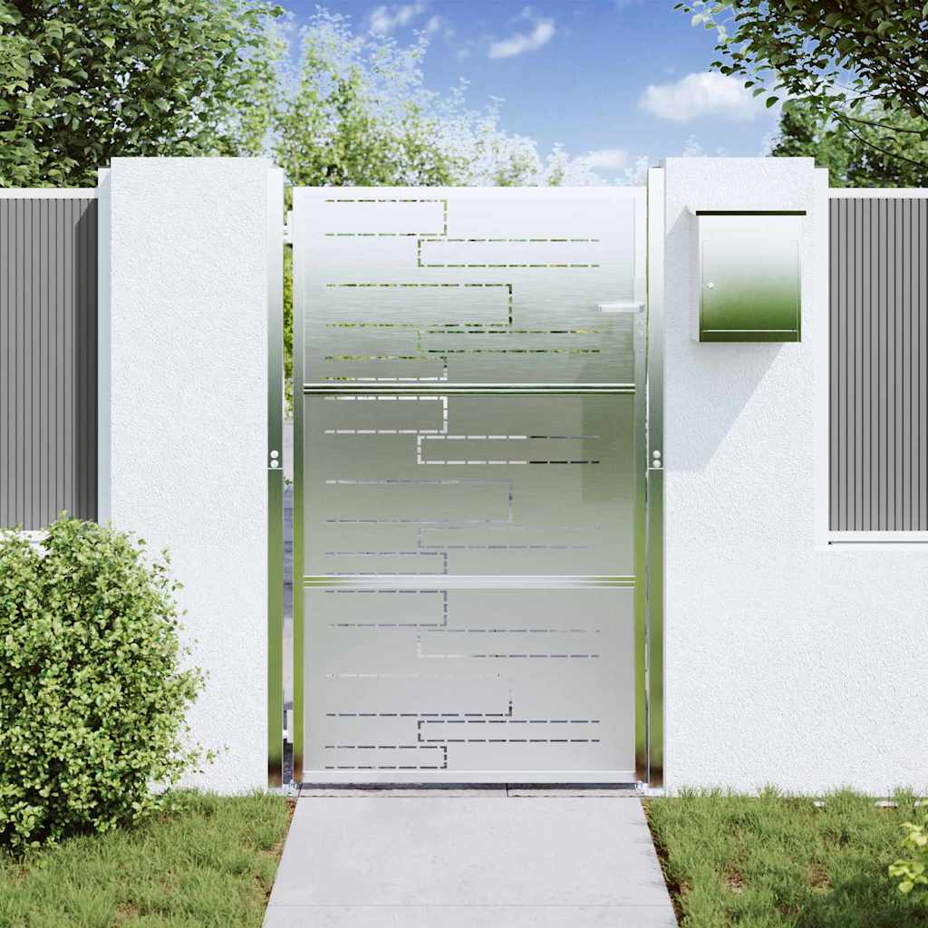 Cancello da giardino Argento 85 x 144 cm Acciaio inossidabile