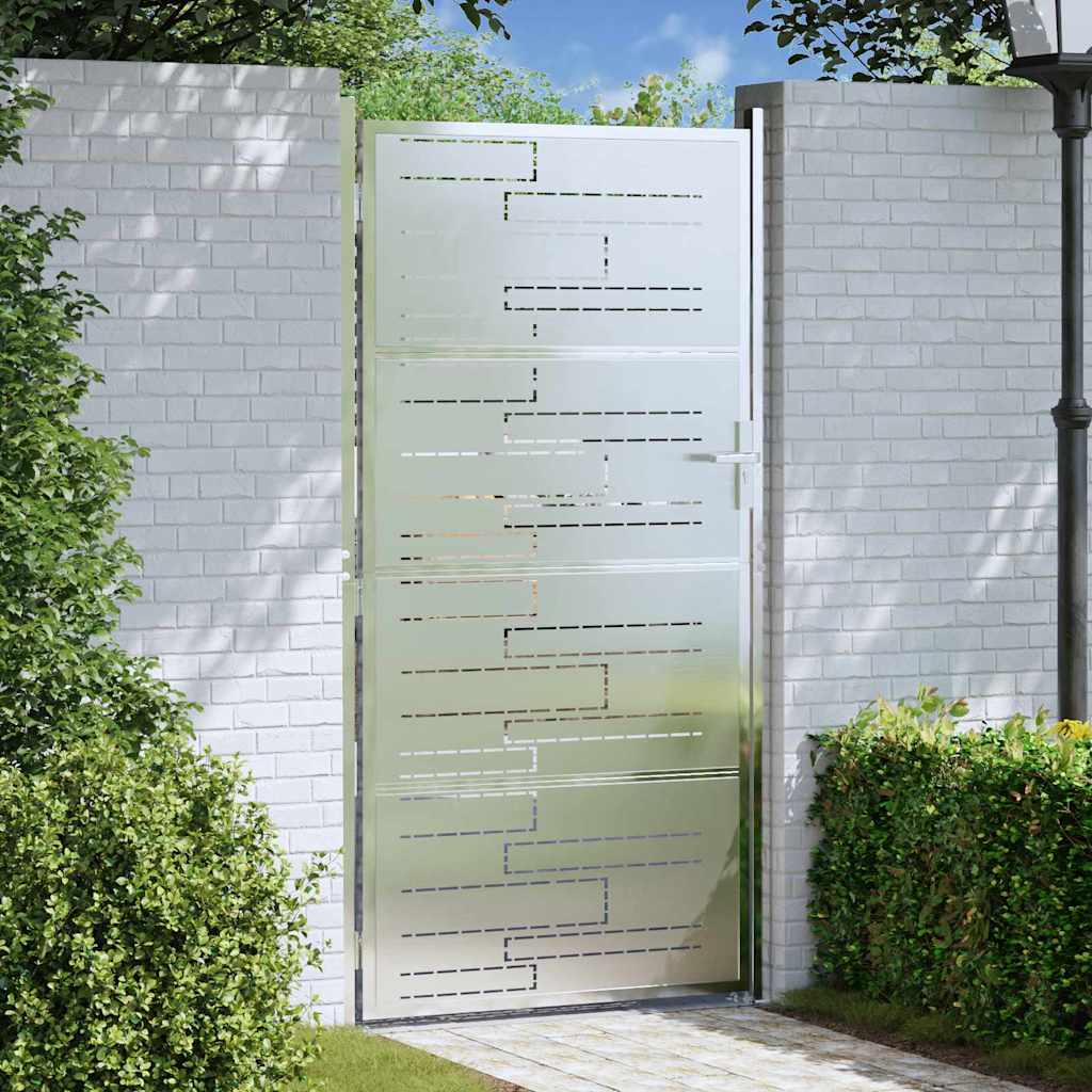 Cancello da giardino Argento 85 x 174 cm Acciaio inossidabile