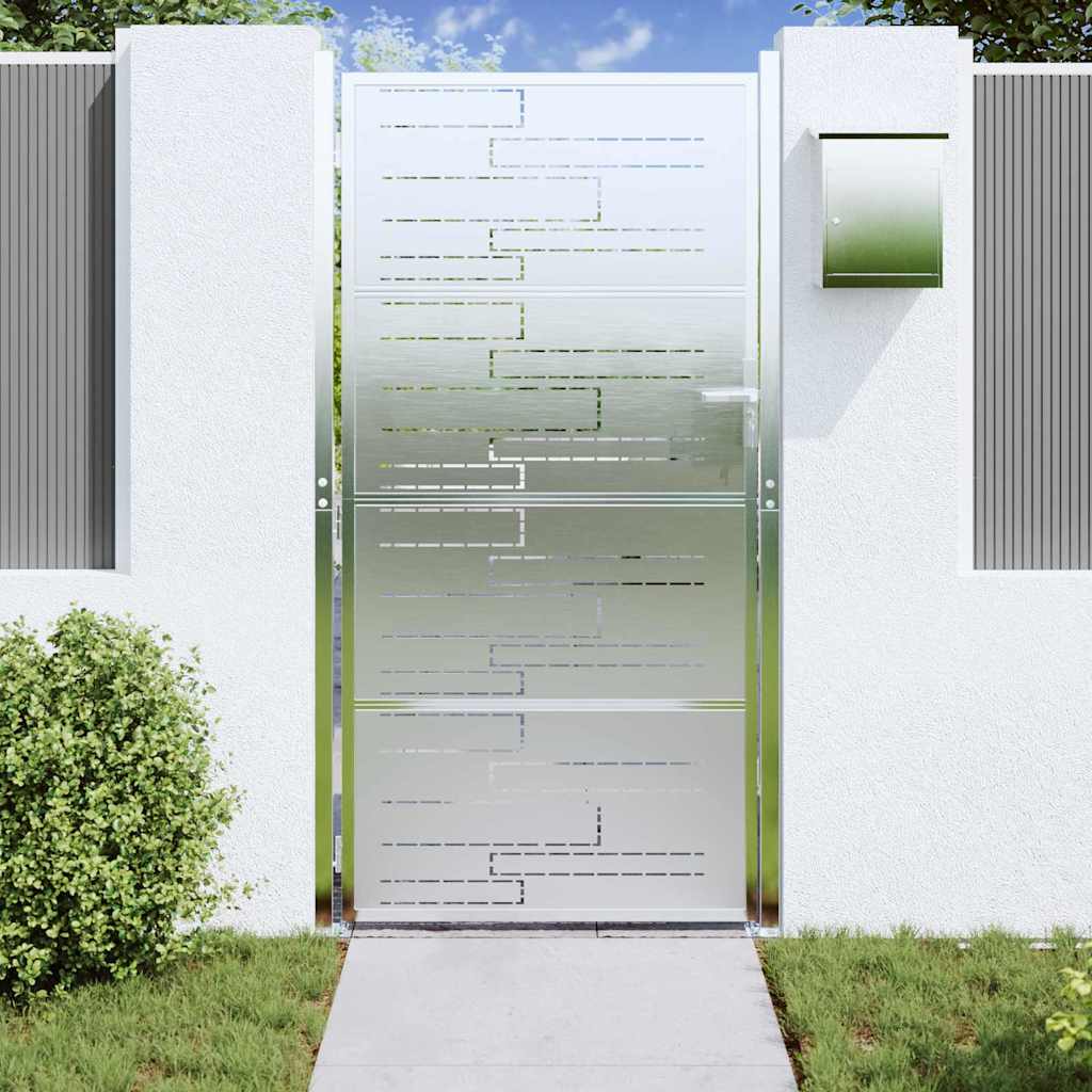 Cancello da giardino Argento 85 x 174 cm Acciaio inossidabile