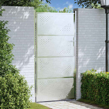 Cancello da giardino Argento 85 x 174 cm Acciaio inossidabile